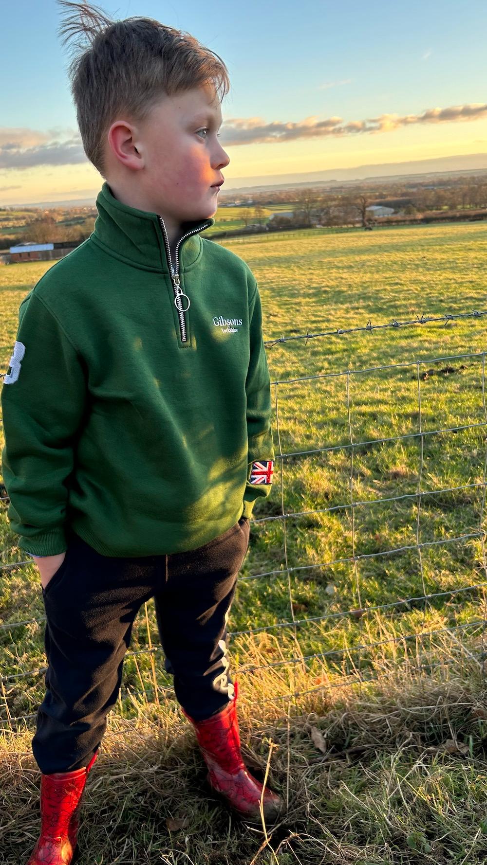 Gibsons Countrywear boys green Q zip top